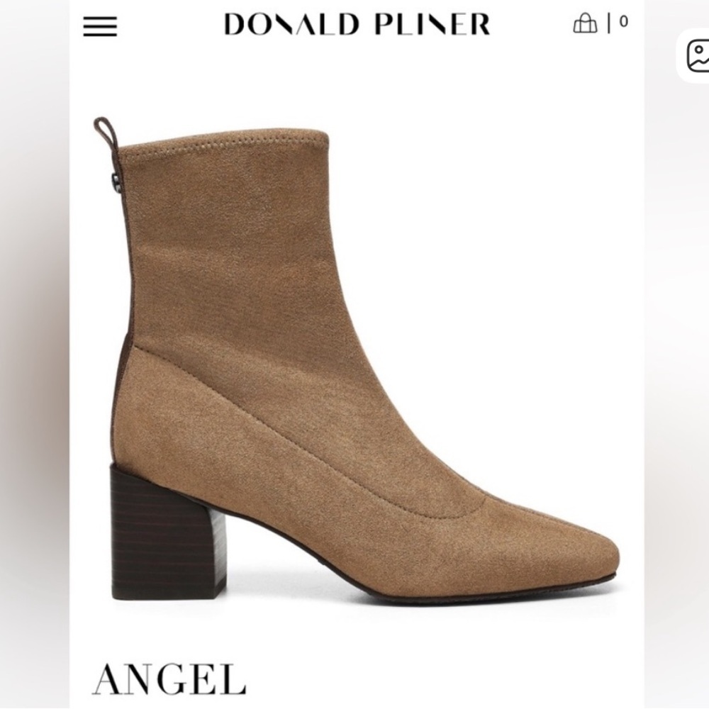 Donald J. Pliner Angel Stretch Suede Heeled Boots in Biscotti Taupe Color 6.5